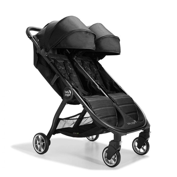 Baby Jogger City Tour 2 Double Stroller in Pitch Black with Carrycot