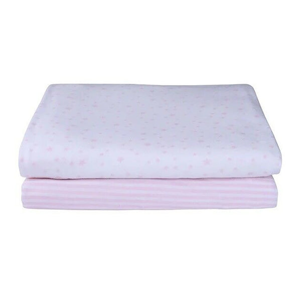Clair de Lune Stars & Stripes 2 Pack Fitted Sheets - Pram / Crib