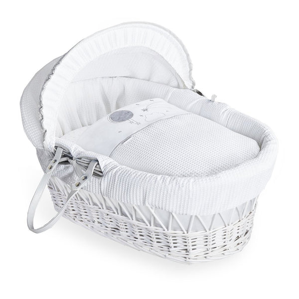 Clair de Lune Over The Moon White Wicker Moses Basket