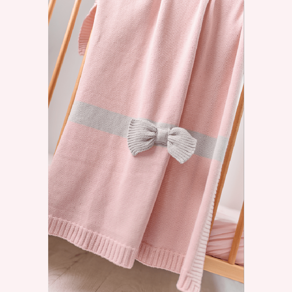Bizzi Growin Knitted Blanket with Bow Detail