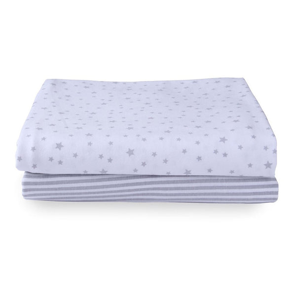 Clair De Lune Stars & Stripes 2 Pack Fitted Sheets - Cot Bed