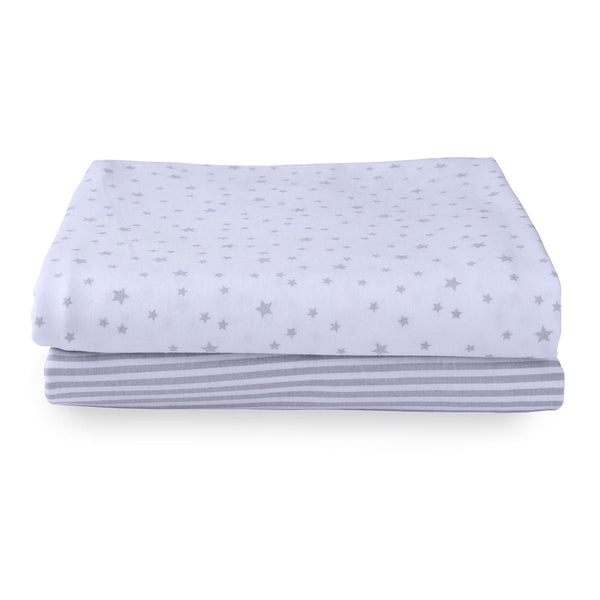 Clair de Lune Bedside Crib Fitted Sheets - Stars and Stripes