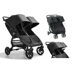 Baby Jogger City Mini GT2 Double Stroller in Opulent Black with Weather Shield + Belly Bar